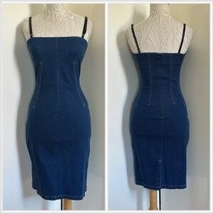 Y2K Moda International by Victoria Secret Denim Corset Bodycon Dress sz 4
